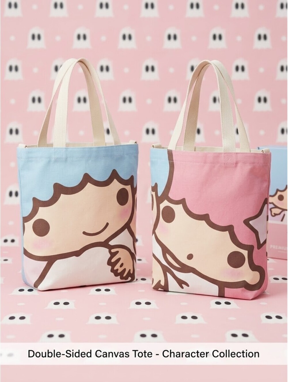 Twin stars canvas tote double sided design